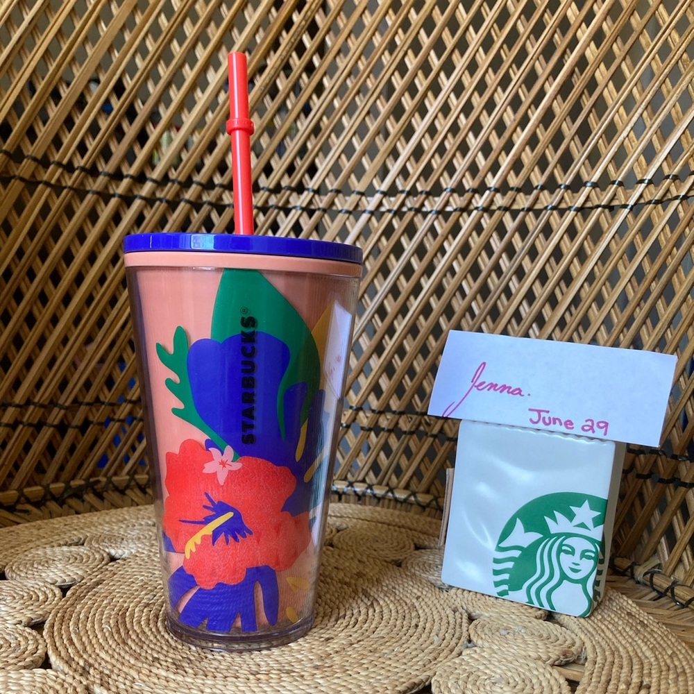 Starbucks Hibiscus Floral Leaf Tumbler